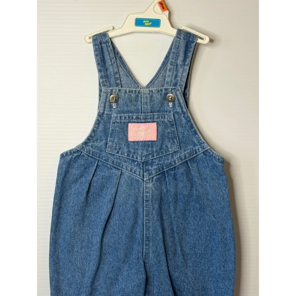 VTG Baby OshKosh B'Gosh Overalls Blue Denim‎ Vestbak Snap Crotch 3/6M Kids Girls